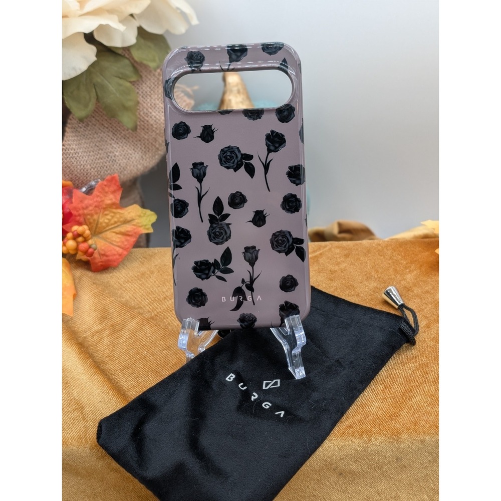 Black Floral Protective Phone Case - Mauve